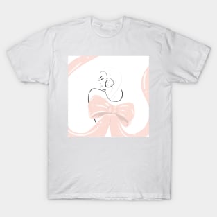 fashion pink girl illustration with bow T-Shirt